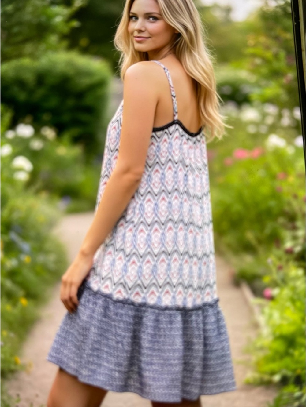 Southern Tide Multicolor Printed Top in Navy, Pink & Teal